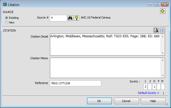 screenshot of TMG Edit Citation window showing APID in Citation Reference field